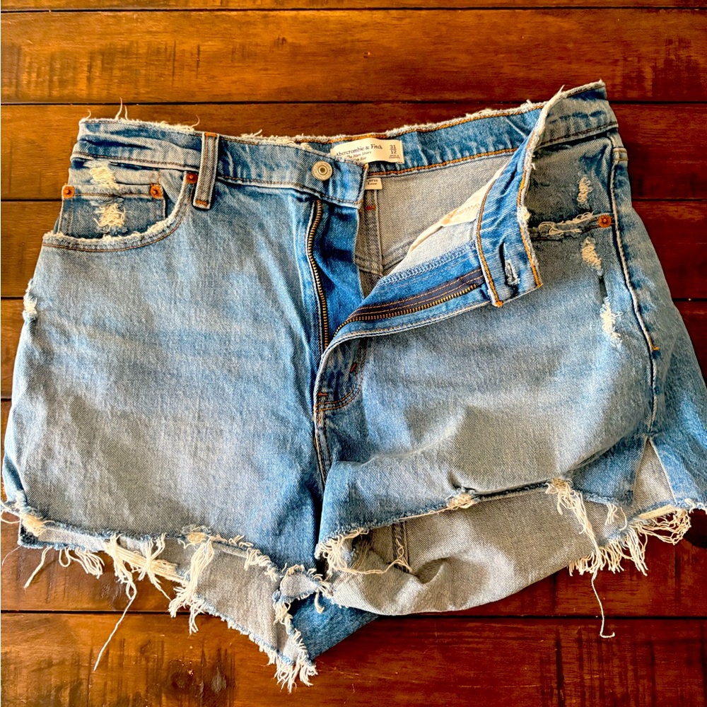 Abercrombie & Fitch Blue Distressed Jean Shorts